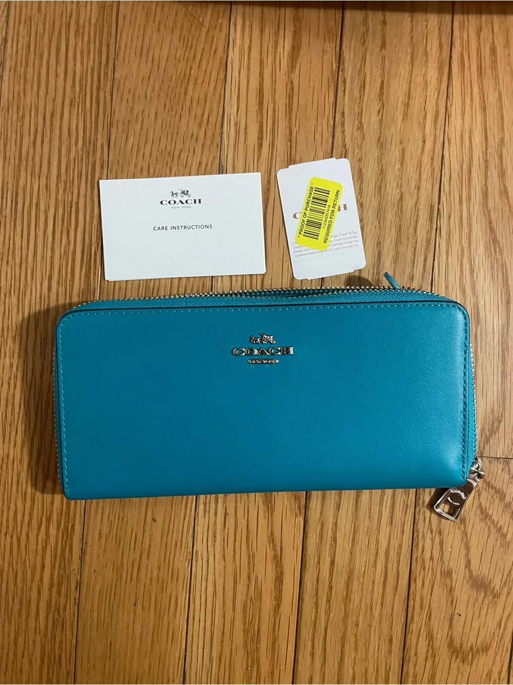 Retail Coach Teal Zip-Around Leather Wallet - Teal Blue